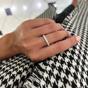 Asscher Cut Lab Grown Diamond Full Eternity Wedding Band 925 <b>Silver</b> 10k 14k Gold Stackable Matching Ring Manufacture Wholesale - Product Image 3