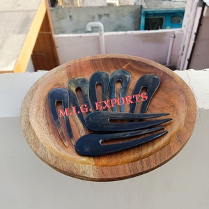 Buffalo Natural Black Horn <b>Hair</b> <b>Pins</b> & Forks-Eco-Friendly DIY Modern Handmade for Securing Buns Chignons & French Twists - Product Image 5
