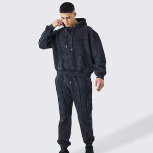 Ensemble de survêtement à capuche pour homme, couleur unie, manches longues, décontracté, avec cordon de serrage à la taille et poches latérales, pour l'automne - Product Image 6