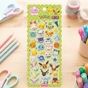Autocollants coréens Pokémon en forme de guimauve, visages mignons, autocollants 3D gonflés pour journal, ordinateur portable, bagages, téléphone, décoration, anime pour enfants, vente en gros - Product Image 2
