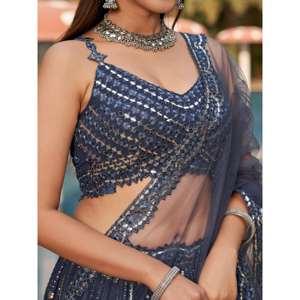 Cautivador Lentejuelas grises Georgette Diseñador Lehenga Choli - Product Image 1
