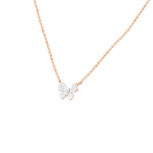 Collier pendentif papillon de luxe en or rose 14 carats plaqué or avec diamant de laboratoire taille brillant rond - Product Image 2
