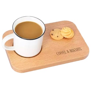 ถาดเสิร์ฟกาแฟและขนมทำจากไม้ยางพาราแบบรักษ์โลกทันสมัย พร้อมที่รองแก้วชาแบบส่วนตัวและที่ใส่ขนมสำหรับใช้ในร้านกาแฟ - Product Image 5