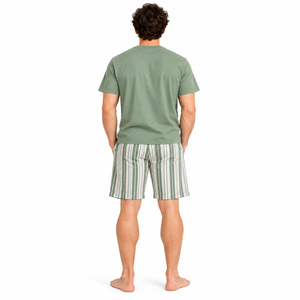 <b>Men</b> Spandex Cotton Knitted Breathable Casual <b>Pajama</b> <b>Set</b> <b>Short</b> Sleeve T-Shirt Summer Cool Loungewear <b>Shorts</b> Green Nightwear - Product Image 3