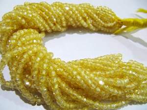 Perles de pierre CZ facettées rondes jaunes naturelles de 3 mm, brin de 13 pouces de long - Product Image 5