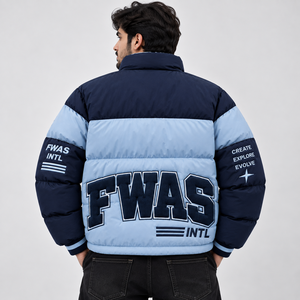 Blouson matelassé épais pour homme, manteau rembourré entièrement zippé, coupe-vent, streetwear d'hiver, logo personnalisé appliqué, style Y2K, fournisseur B2B - Product Image 2