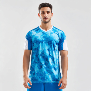 Maillots de football personnalisés pour équipe, 100 % polyester, sublimation, manches courtes, col en V, pour hommes - Product Image 3