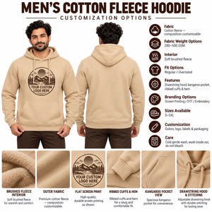 High Quality 500 GSM 100% Cotton <b>Fleece</b> Custom Logo Streetwear Heavyweight <b>Oversized</b> Pullover <b>Hoodies</b> for <b>Men</b> Custom Printed - Product Image 6