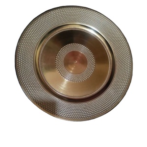 Elegante Placa de cargador redonda de metal rústico, apto para lavavajillas, hecho a mano, de alta calidad, cocina moderna, plato de comedor, placa de cargador para servir - Product Image 2