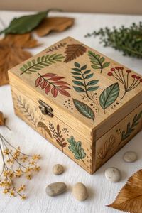 Eco-Friendly Handcrafted Wooden Hand Painted <b>Box</b> with Artistic <b>Floral</b> Design, Multipurpose Storage <b>Box</b> for Jewelry, Gifts & Home - Product Image 4