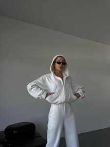 Custom Women's White Tracksuit Set Zip <b>Jacket</b> Wide Leg Pants Matching Two Piece Sportswear Casual Streetwear Wholesale Apparel - Product Image 6