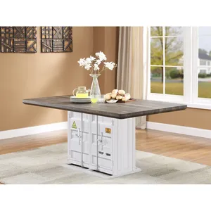 Industrial Container Design Kitchen <b>Table</b> with Wood Top Rectangle Shape Durable Indoor Furniture Decor - Product Image 1