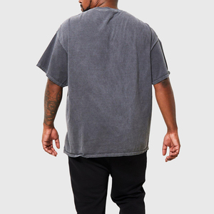 Camiseta de Manga Corta para Hombre, 100% Algodón, Lavado Ácido, Cuello Redondo, Diseño Sólido, 180 Gramos, Logotipo Personalizado, Alta Calidad - Product Image 2