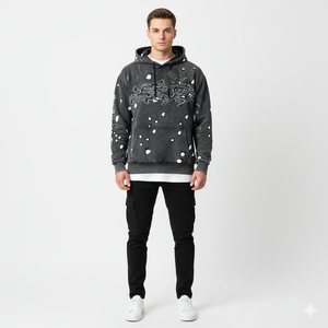 Ranzia Industry Factory Manufacturer Supply Men Zip Hoodie Vintage Wash Men Zip Hoodie Distressed Embroidery Cotton Streetwear - Product Image 1