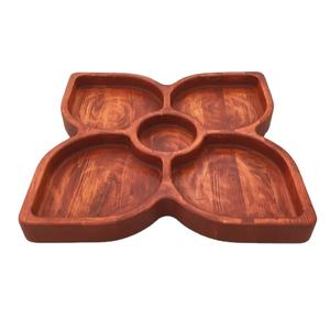 Assiette à 4 côtés en forme de feuille Offre Spéciale Assiette à fruits en bois d'acacia Assiette à vaisselle pour servir des fruits secs - Product Image 1