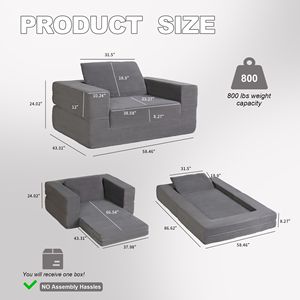 Sofá Cama Moderno y Compacto para Perros y Adultos, Tela de Pana para Sala de Estar y Dormitorio, No Requiere Montaje - Product Image 4