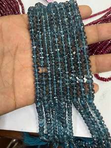 Perles facettées en topaze bleue naturelle de Londres 5x6 mm, pierre précieuse, 8 pouces, topaze bleue, pierre de naissance de décembre, pour la fabrication de bijoux et artisanat - Product Image 2