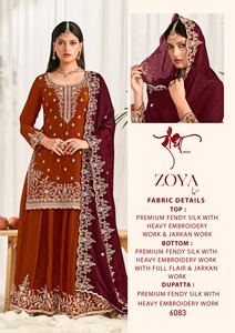 Most Selling <b>Women's</b> Heavy Fendy Silk Pakistani <b>Suit</b> Palazzo Dupatta Heavy Embroidery Quick Dry Wrinkle Free Wedding Kurta Set - Product Image 3