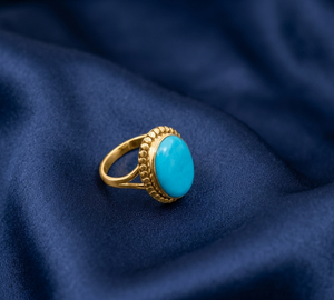 Pure 925 Sterling Silver Turquoise Gemstone <b>Ring</b> Oval Boho Vintage <b>Statement</b> <b>Ring</b> Rose Gold Yellow Gold Plated Jewelry Unisex - Product Image 2