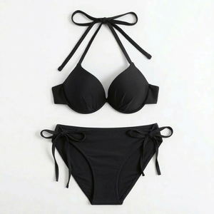 Soutien-gorge de sport sans couture côtelé avec logo personnalisé OEM, bretelles réglables, sans armatures, respirant et confortable, ensemble bikini pour femme, bonnet 3/4 - Product Image 5