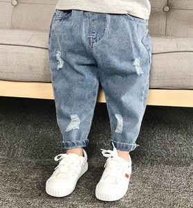 Jeans en denim délavé blanc décontracté pour garçons et filles, coupe slim, pour tout-petits de 2 à 5 ans, vêtements d'automne, délavage moyen - Product Image 2