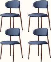 Ensemble de 4 chaises de salle à manger rembourrées, style moderne du milieu du siècle, chaises de cuisine et de salle à manger avec assise et dossier en lin