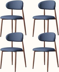 Ensemble de 4 chaises de salle à manger rembourrées, style moderne du milieu du siècle, chaises de cuisine et de salle à manger avec assise et dossier en lin - Product Image 1