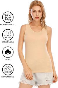 Camiseta sin mangas de algodón acanalado para mujer, estilo casual de verano, corte ajustado, espalda cruzada, con logo personalizado, lisa y básica - Product Image 4
