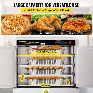 Scaldavivande da banco Hot Box 63,5x38,1x61 cm per catering, pizza e panini, con quattro vaschette usa e getta e vassoio per acqua, attrezzatura per mantenere caldi i cibi - Product Image 3