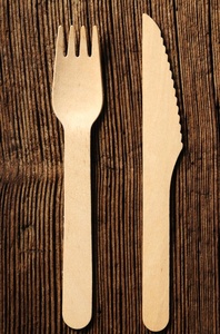 Fourchettes en bois de bouleau naturel compostables 155 mm, ustensiles jetables pour fêtes, pique-niques et restauration, lot de 100 pièces - Product Image 1