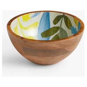Bol de service en bois de manguier de qualité export, émaillé et fait main, avec motif floral tropical, idéal pour servir les aliments et décorer les fêtes - Product Image 3