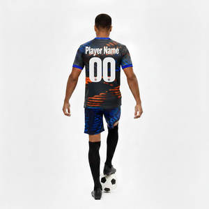 Camiseta de fútbol transpirable de talla grande para verano, manga corta, nombre del equipo personalizado, estampado por transferencia térmica, uniforme de fútbol de secado rápido. - Product Image 3