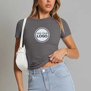 T-shirt col rond Bella Canvas pour l'été, tailles plus, hauts pour femmes, t-shirt uni - Product Image 6