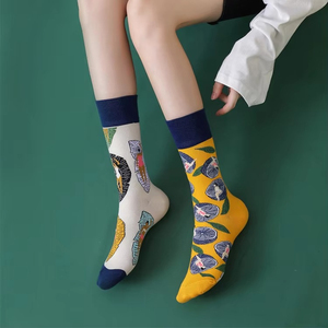 Chaussettes de sport fantaisie en coton brodé pour hommes, personnalisables, unisexe, qualité supérieure, style décontracté - Product Image 1