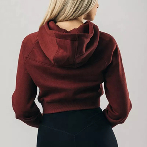 Hoodie court personnalisé pour femme, nouveau design, logo personnalisé, impression frontale, coton doux, décontracté, pour l'hiver - Product Image 3