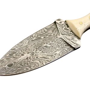 Custom Handmade Damascus Steel Skinning <b>Knife</b> with <b>Bone</b> and Black Wood <b>Handle</b> Fixed Blade Hunting Camping Bushcraft Survival OEM - Product Image 5