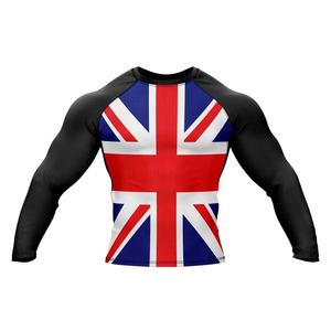 เสื้อรัดกล้ามเนื้อแขนยาวสีดำสำหรับผู้ชาย MMA แห้งเร็ว ผลิตจากโพลีเอสเตอร์ เหมาะสำหรับออกกำลังกาย ออกแบบลายพิมพ์แบบ Sublimation ได้ตามต้องการ เสื้อรัดกล้ามเนื้อสำหรับผู้ชายสำหรับ MMA - Product Image 5