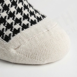 Crew Socks Houndstooth Pattern Black White Breathable Knitted Adult Casual Style Regular Fit - Product Image 6