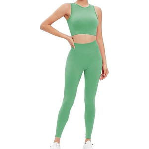 Ensemble de yoga sans couture grande taille aux couleurs personnalisées pour femmes, ensembles de sport pour la gym et l'entraînement, extensible dans quatre directions, écologique et respirant - Product Image 3