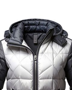 Chaqueta Acolchada con Capucha para Hombre, Color Sólido, Resistente al Viento, Abrigo Grueso de Invierno con Cierre de Cremallera, Estilo Casual, Corte Regular - Product Image 4