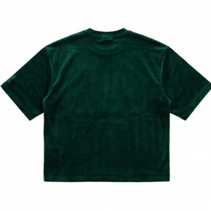 T-shirt streetwear en velours haute couture avec logo gothique en strass, style décontracté urbain hip-hop MALUZA INDUSTRIES - Product Image 3