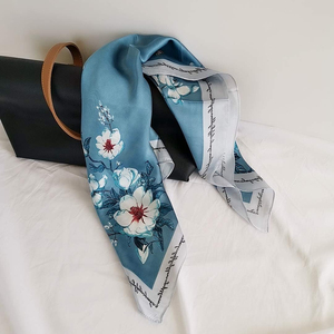 Elegant Printed Silk Scarf Women Fashion Lightweight Satin Neck <b>Wrap</b> Stylish Hair <b>Shawl</b> Accessory Silk Scarf - Product Image 2