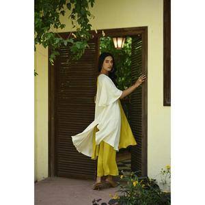 Kurti bicolore pour femmes avec pantalon palazzo, tenue ethnique indo-occidentale élégante pour femmes - Product Image 3