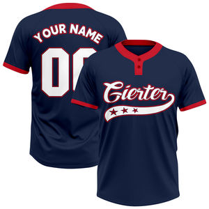 Maillot de baseball personnalisé à col en V et demi-boutons, en polyester uni pour équipe de softball - Product Image 2