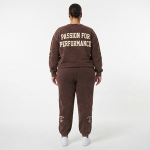 Ensemble de survêtement épais personnalisé avec impression en relief, sweats et pantalons de jogging délavés de qualité supérieure, style vintage pour l'hiver - Product Image 2