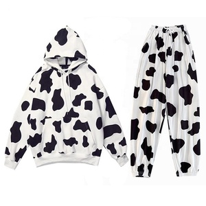 Chandal-traje de chándal con estampado de puntos para mujer, chándal con capucha y cordón ajustable - Product Image 2