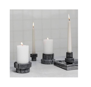 High Quality <b>Marble</b> Candlestick <b>Holder</b> Round Cylindrical Shape Black Stone <b>Candle</b> <b>Holder</b> For Dining Table Decoration - Product Image 1