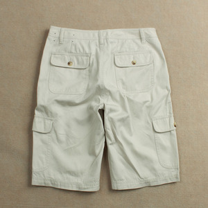 Shorts cargo noirs pour hommes, taille mi-haute, fermeture boutonnée, en coton, décontractés, style Bermuda, avec poches - Product Image 3