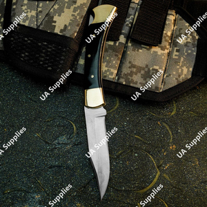 Navaja de bolsillo plegable de acero inoxidable de alta calidad con mango de cuerno de toro y pomo de latón, imprescindible, con cuchillas afiladas como una navaja, OEM - Product Image 6