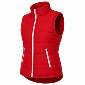 Chaleco Acolchado sin Mangas para Mujer al por Mayor, Cuello Alto, Bolsillos con Cremallera, Color Sólido, Personalizado, Cálido de Invierno, de Poliéster/Nylon - Product Image 5